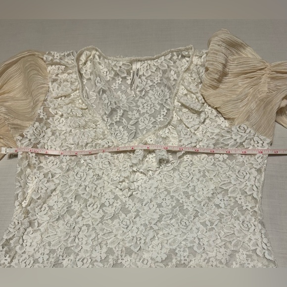 Anthropologie Blouse Top Wide Sleeve Ivory Lace Fabric - Picture 9 of 11